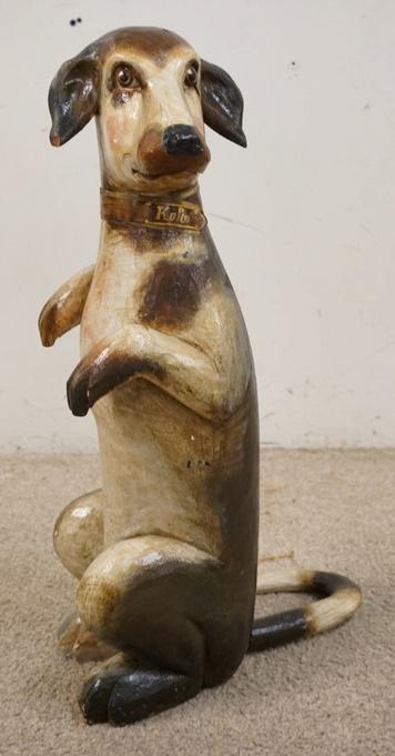 LARGE CARVED WOODEN DOG (1 of 5)