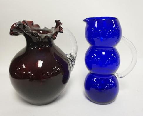 2 BLOWN GLASS PITCHERS (1 of 4)