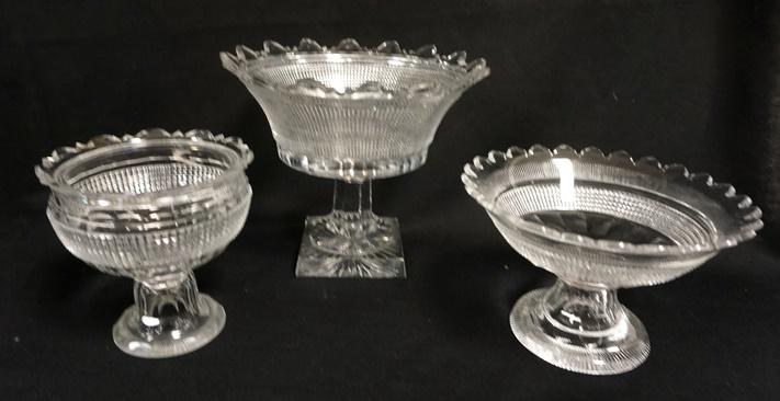 3 CUT GLASS COMPOTES (1 of 3)