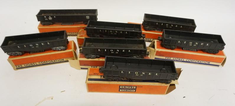 LIONEL O GAUGE: LIONEL O GAUGE LOT OF 7 GONDOLA CARS #1002, 6012, 6462 & 6032