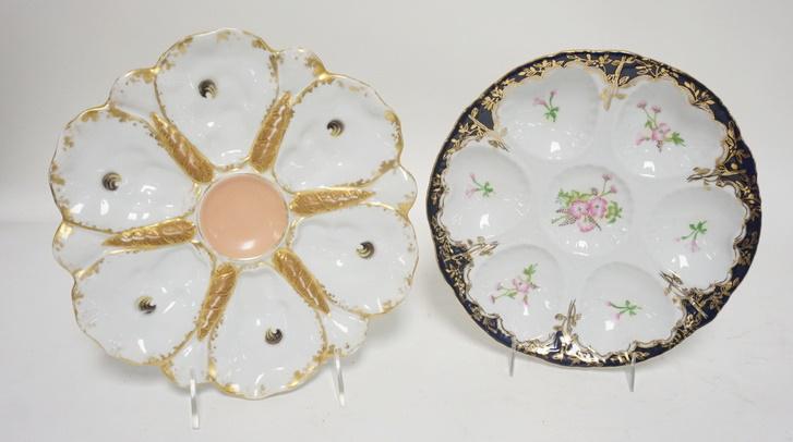 2 HAND PAINTED OYSTER PLATES (1 of 2)