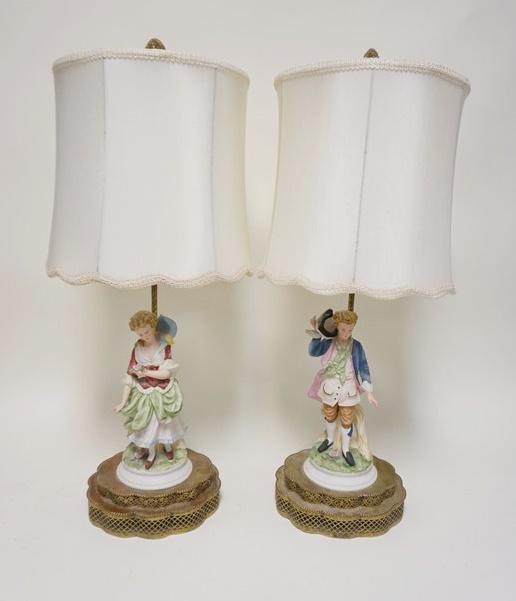 PAIR OF FIGURAL PORCELAIN LAMPS (1 of 4)
