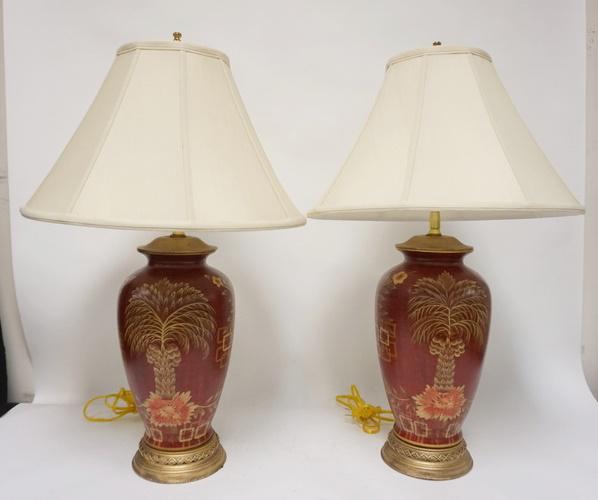 PAIR OF HAND PAINTED TABLE LAMPS (1 of 1)