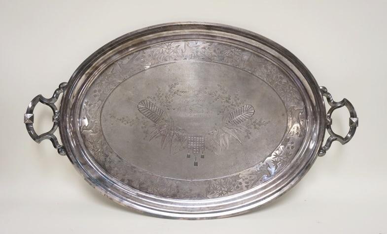 LARGE 1877 SILVERPLATED TRAY (1 of 2)