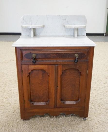 WALNUT VICTORIAN MARBLE TOP WASHSTAND (1 of 2)