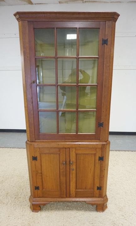 CHERRY 2 PIECE 12 PANE CORNER CUPBOARD (1 of 2)