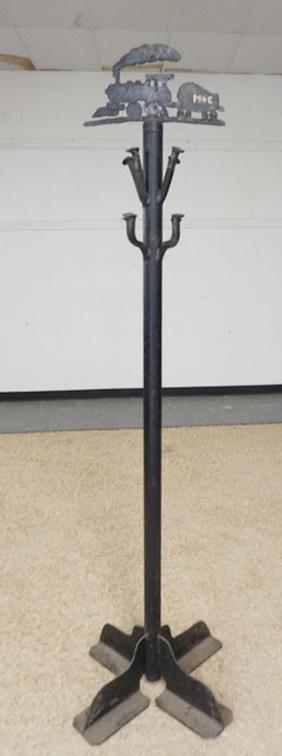 FOLK ART RAILROAD THEME IRON COAT RACK (1 of 4)