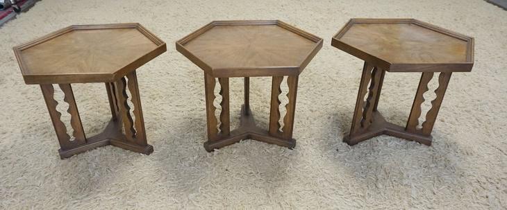 3 DREXEL *ESPANTO* HEXAGONAL TABLES (1 of 2)