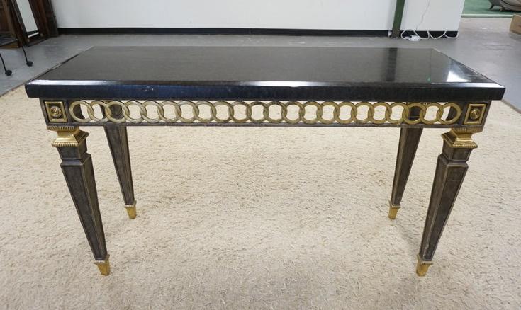 STONE TOP BRASS TRIM CONSOLE TABLE (1 of 4)