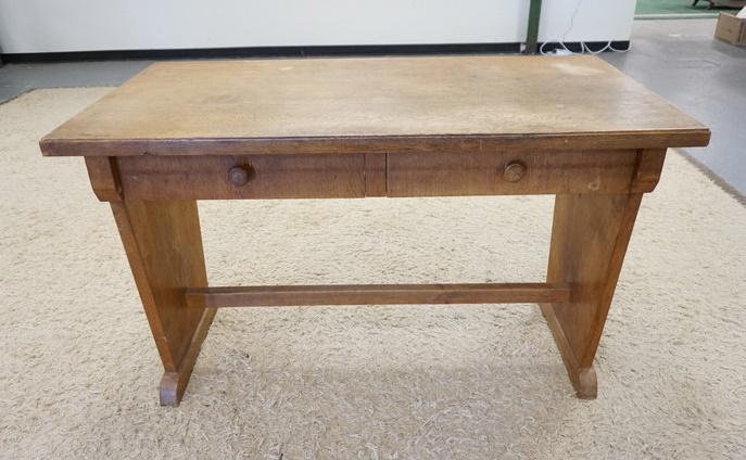 MORTISED OAK TABLE W/2 DRAWERS (1 of 2)