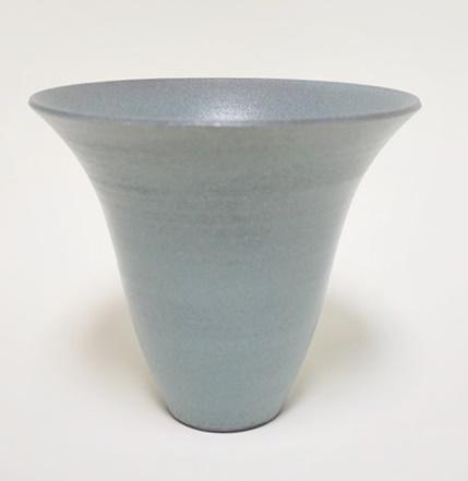 BLUE ART POTTERY FLARED VASE (1 of 4)