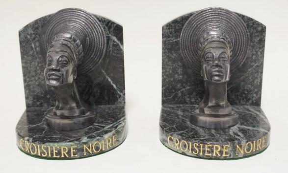 PAIR OF METAL GREEN MARBLE BOOKENDS (1 of 3)