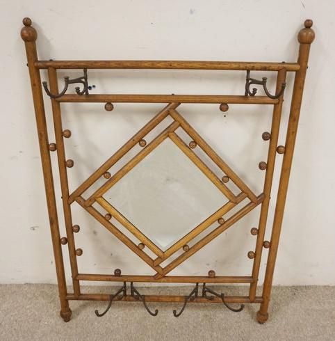 OAK STICK & BALL MIRRORED HAT RACK (1 of 2)
