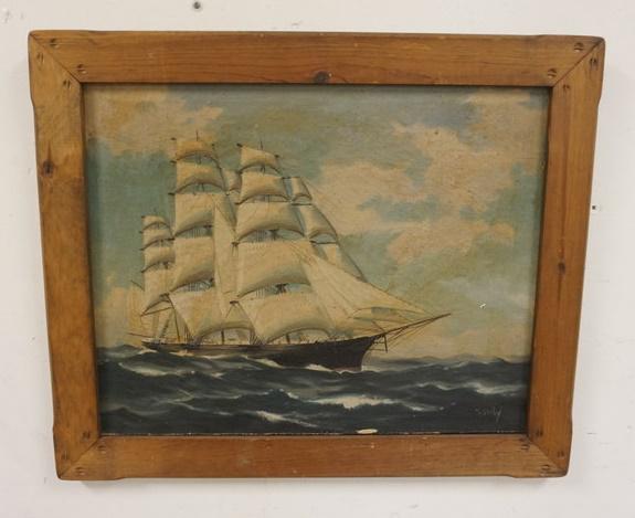T BAILEY OIL ON CANVAS SAILING SHIP (1 of 3)