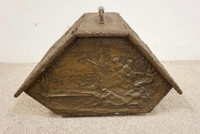 EMBOSSED BRASS OVER WOOD COAL HOD (1 of 4)
