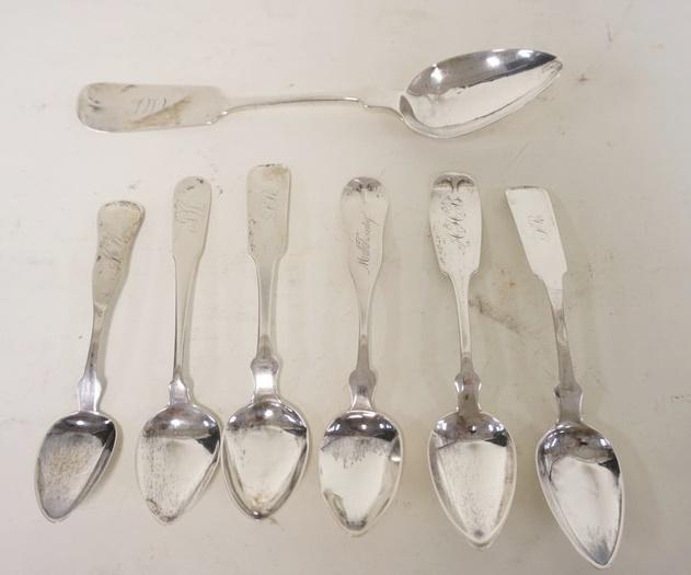 LOT OF 7 COIN SILVER SPOONS (1 of 7)
