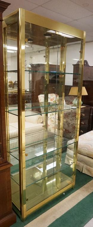 BRASS & GLASS CURIO CABINET (1 of 3)