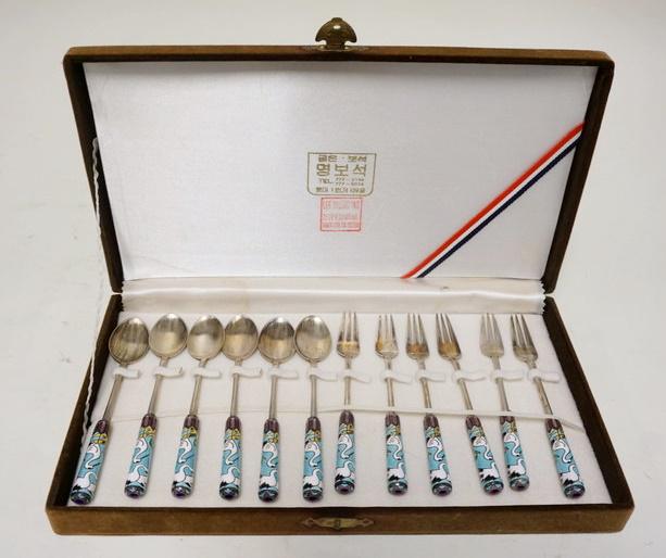 SET OF 12 ASIAN SMALL FORKS & SPOONS (1 of 3)