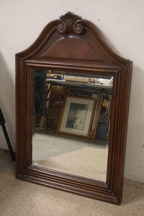 BEVELED MIRROR IN WALNUT FRAME (1 of 3)
