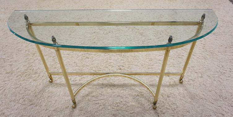 BRASS & GLASS TOP DEMILUNE (1 of 3)