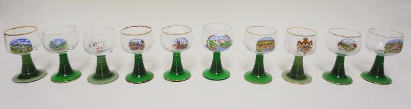 GERMAN RHINE WINE GLASSES: GERMAN RHINE WINE GLASSES, LOT OF 10