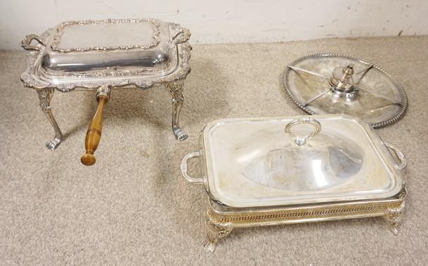 LOT OF SILVERPLATE WARMING DISHES (1 of 4)