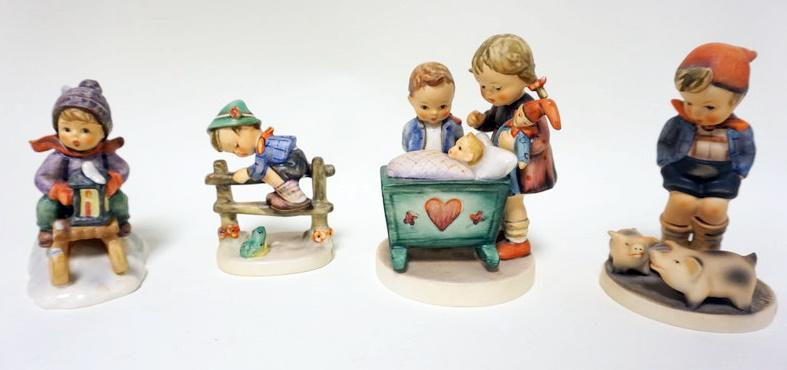 GROUP OF 4 HUMMELS: LOT OF 4 HUMMELS, LARGEST IS 5 1/2 IN HIGH