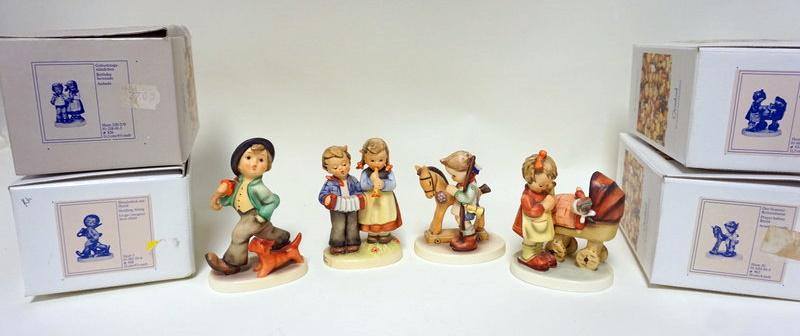 GROUP OF 4 GOBEL HUMMELS WITH BOXES: LOT OF 4 GOBEL HUMMELS WITH BOXES, LARGEST IS 5 1/4 IN HIGH
