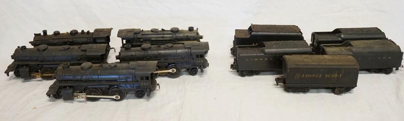 LOT OF 5 O/O27 GAUGE LIONEL LOCOMOTIVES & TENDER (1 of 3)