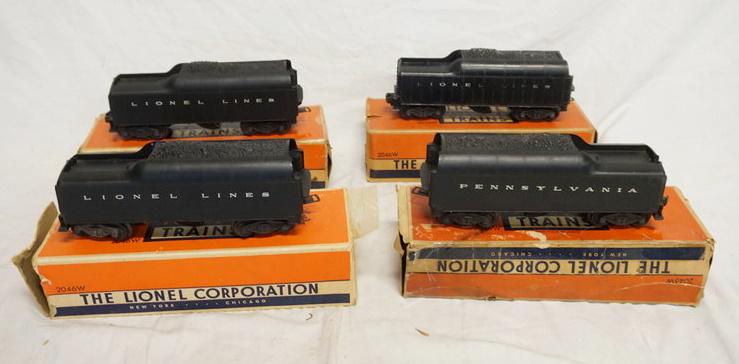 LOT OF 4 LIONEL NO. 2046W MODEL TRAIN TENDERS: LOT OF 4 LIONEL NO. 2046W MODEL TRAIN TENDERS