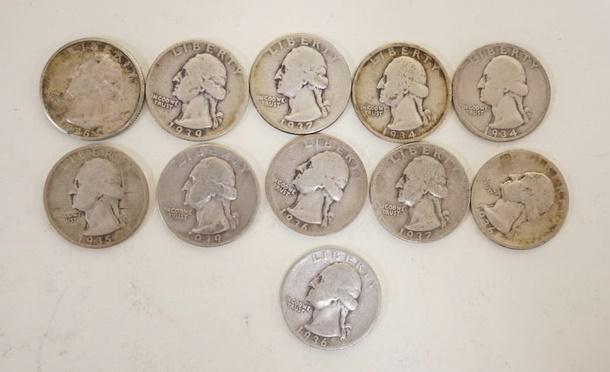 11-1930'S WASHINGTON SILVER QUARTERS (1 of 2)