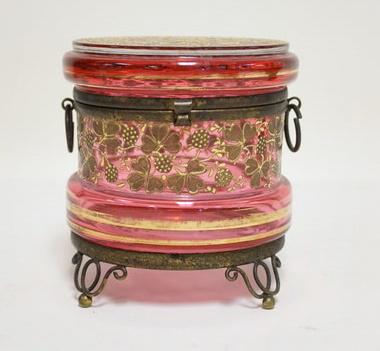CRANBERRY ENAMLED VICTORIAN DRESSER BOX (1 of 3)