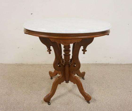 VICTORIAN OVAL MARBLE TOP TABLE (1 of 3)
