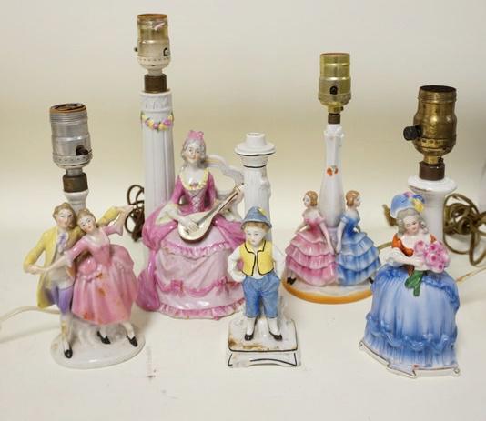 5 GERMAN PORCELAIN FIGURAL BOUDOIR LAMPS (1 of 1)