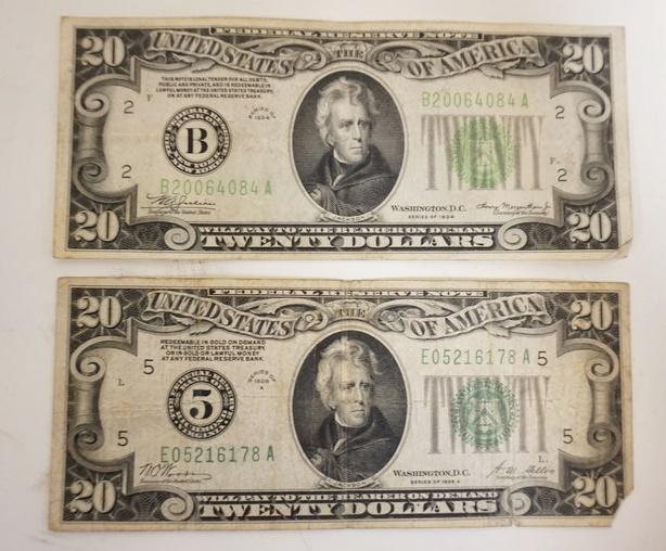 2-20 DOLLAR BILLS ONE REDEEMABLE IN GOLD (1 of 2)