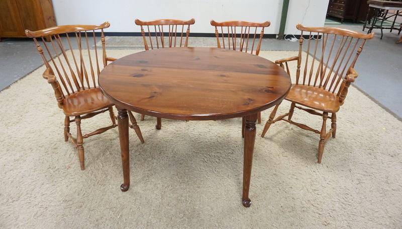 48 IN ROUND TABLE W/4 WINDSOR STYLE CHAIRS (1 of 1)