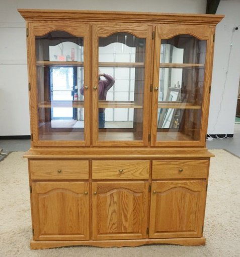 OAK 2 PIECE BREAKFRONT (1 of 2)