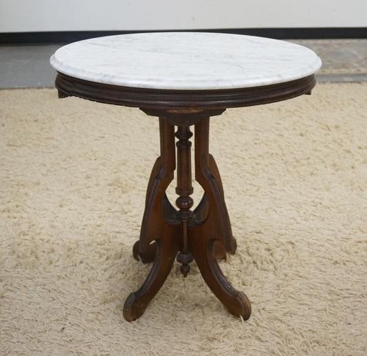 OVAL VICTORIAN MARBLE TOP TABLE (1 of 3)