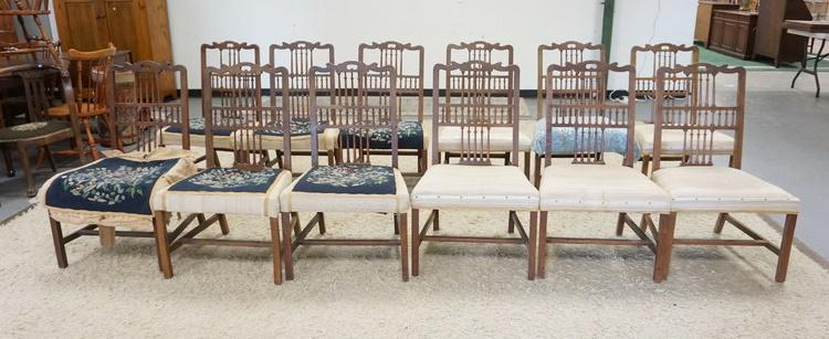 SET OF 12 ANTIQUE WALNUT CHAIRS (1 of 3)