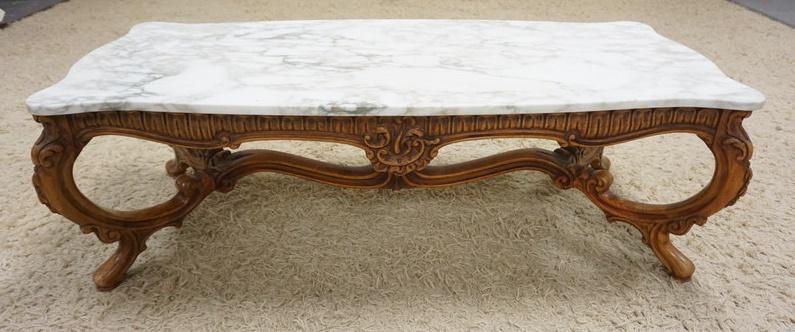 TURTLE TOP MARBLE TOP COFFEE TABLE (1 of 3)