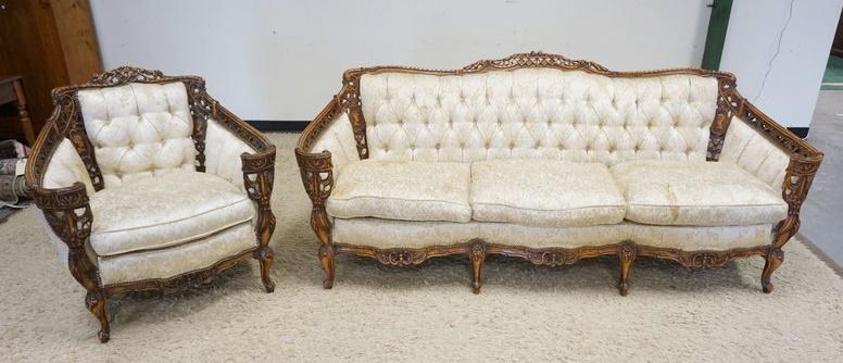 FRENCH PIERCED CARVED SOFA & ARMCHAIR (1 of 6)