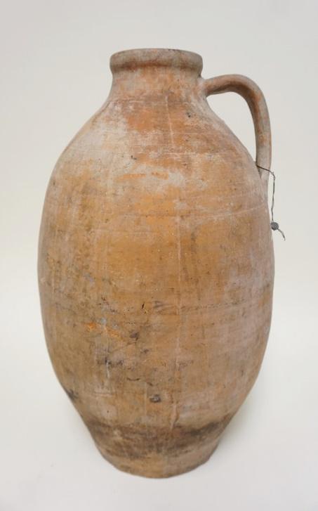 LARGE ANTIQUE EARTHENWARE HANDLED VESSEL (1 of 5)