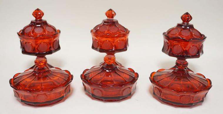 6 PIECES  OF RUBY RED FOSTORIA COIN GLASS (1 of 3)