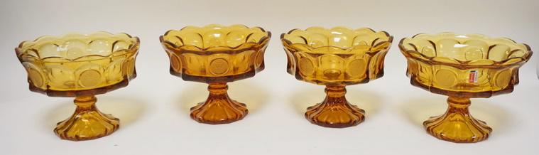 4 AMBER FOSTORIA COIN GLASS COMPOTES (1 of 2)