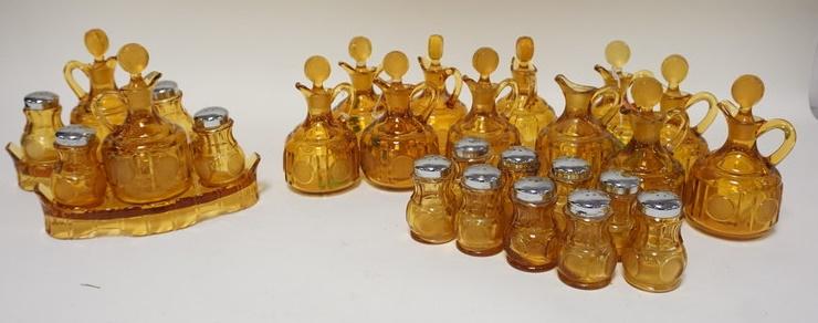 AMBER FOSTORIA COIN GLASS CONDIMENT SETS (1 of 3)