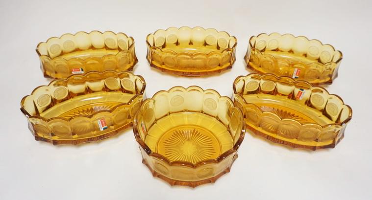 6 AMBER FOSTORIA COIN GLASS BOWLS (1 of 2)