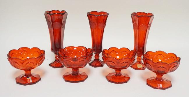 7 PIECES OF RUBY RED FOSTORIA COIN GLASS (1 of 3)