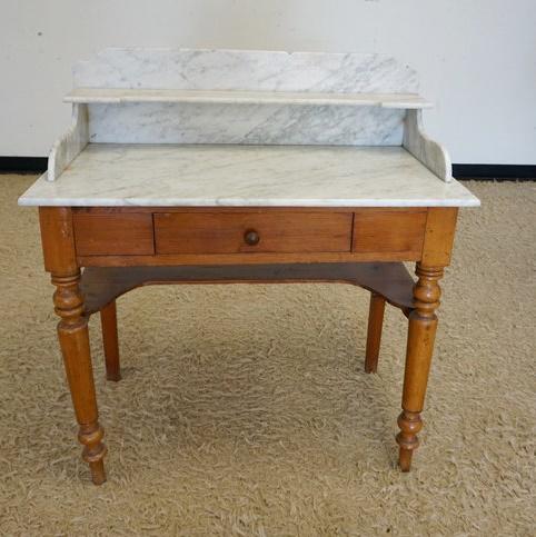 MARBLE TOP ONE DRAWER TABLE (1 of 2)