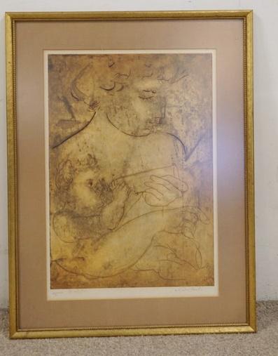 PENCIL SIGNED PRINT OF MOTHER & CHILD (1 of 3)