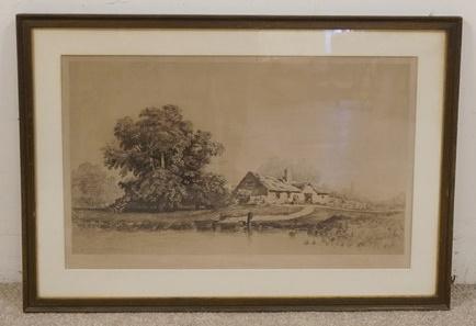 FRAMED ETCHING BY C ROST (1 of 2)